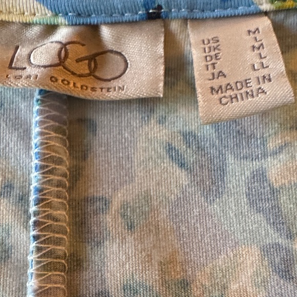 LOGO by Lori Goldstein Blue Green Floral Midi Dress Size M – Boho Travel Stretch - Picture 4 of 6